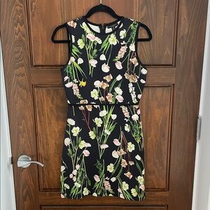 Victoria Beckham for Target Black Mini Dress with Pink & Green Floral Print